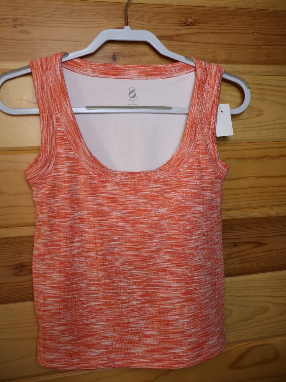 NWT Lou & Grey Space Dye Cropped Sports Bra Tank Orange White Size M